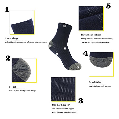 GATHER OTHER 5 Pares Respirable Calcetines de Ribbed Anti-Olor Altura del Tobillo para Hombre y Mujer (m:UK 6-8/EU 38-42)