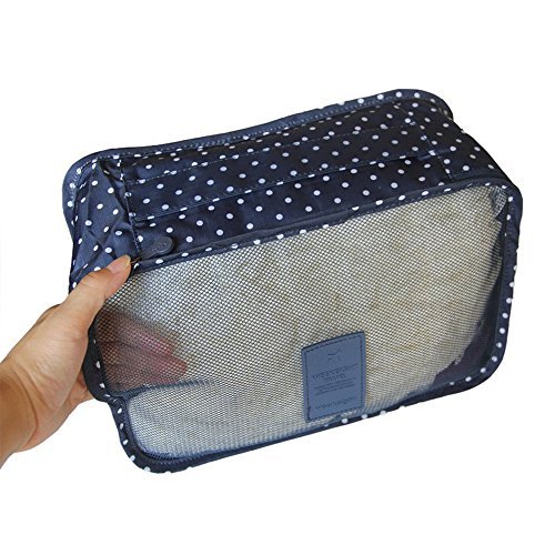 GCBTECH Set de 7 Organizadores de viajes cubo de viaje Bolsas de compresión de equipaje, Viajar Bolsas de aseo, bolsa de cosmético del maquillaje portable - Azul oscuro