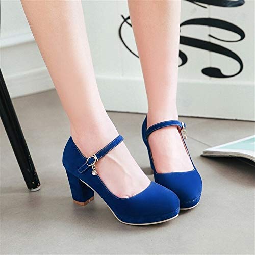 GEMORE Dulce Lolita Calza los Zapatos de Lolita Cosplay Lindo de Las Mujeres del Arco del Medio Gruesos Zapatos de tacón (Color : Blue, Size : 39)