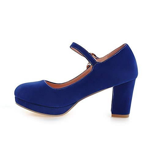 GEMORE Dulce Lolita Calza los Zapatos de Lolita Cosplay Lindo de Las Mujeres del Arco del Medio Gruesos Zapatos de tacón (Color : Blue, Size : 39)