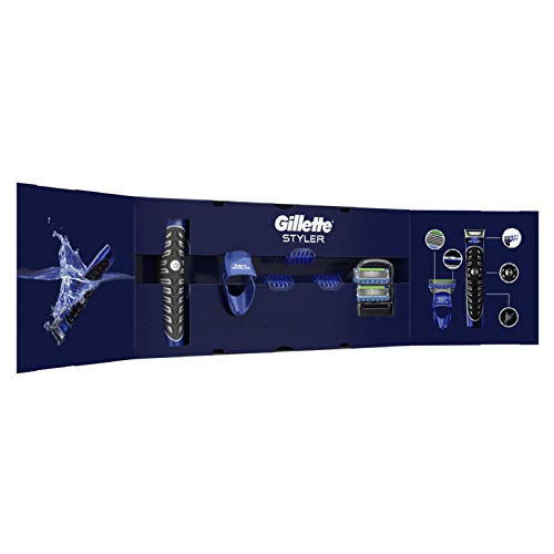 Gillette Styler Multiusos Maquinilla de Afeitar, Perfiladora + 2 Cuchillas de Recambio + 3 Cabezales