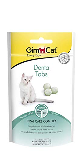 GimCat Denta, comprimidos - Snack para gatos funcional que favorece el cuidado bucodental - Pack de 8 unidades (8 x 40 g)