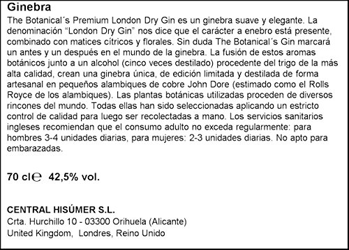 Gin The Botanical's - Ginebra - Botella 70 cl