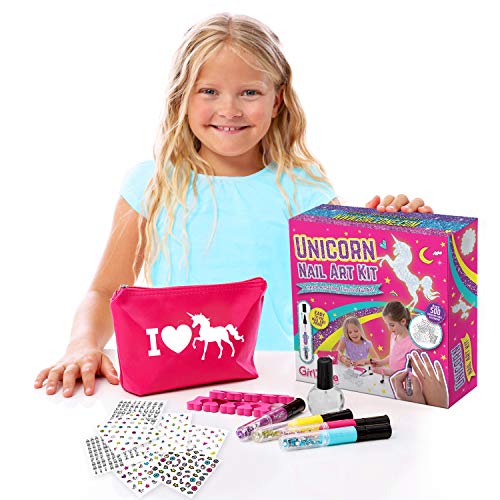 GirlZone Regalos para Niñas, Pintauñas Niñas Unicornio - Diseña Tus Uñas - Set Maquillaje Niña: Decora Tus Uñas - Set Manicura Niñas 6 7 8 9 10 11 12 años - Manicura Juguete