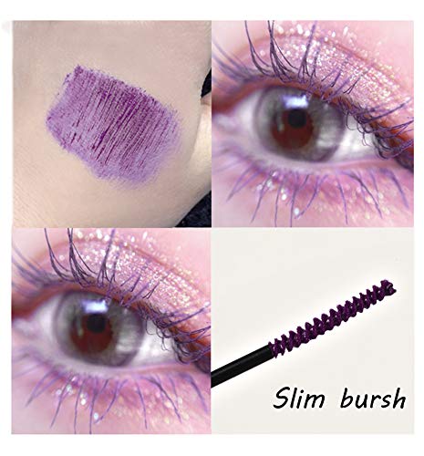 GL-Turelifes Máscara de 12 colores Máscara de fibra colorida Máscara encantadora de larga duración, pestañas gruesas y largas Maquillaje de ojos a prueba de agua y manchas (# 08 violeta)