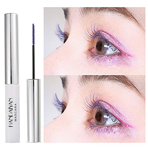 GL-Turelifes Máscara de 12 colores Máscara de fibra colorida Máscara encantadora de larga duración, pestañas gruesas y largas Maquillaje de ojos a prueba de agua y manchas (# 08 violeta)