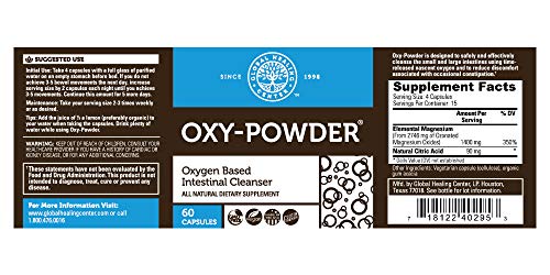 Global Healing Centro De Oxy-Polvo De Oxígeno Basado Segura Y Natural Limpiador Del Colon (60 Capsulas) 60 Capsules