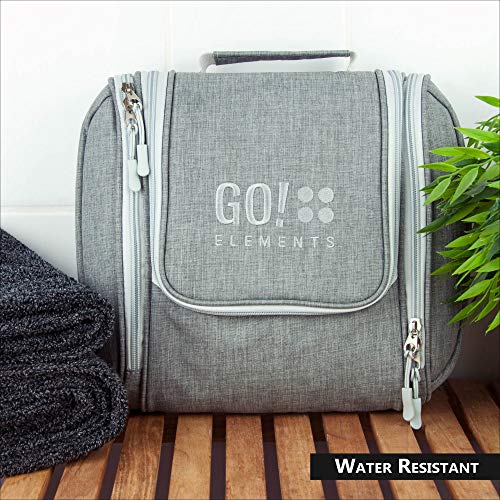 GO!elements® Bolsa de Aseo para Colgar Hombres y Mujeres | Neceser cosmético Hombre Grande Mujer para Maletas y Equipaje de Mano | Neceser de Viaje, Color:Gris