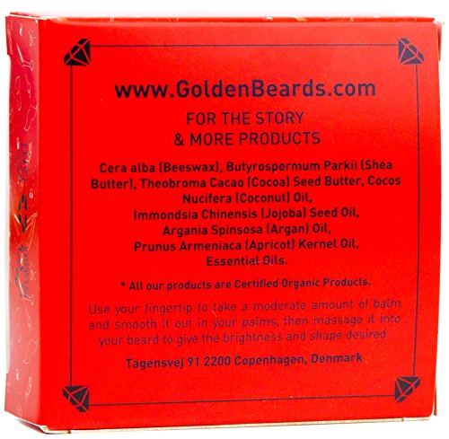 Golden Beards Bálsamo Orgánico para Barba - Surtic - 30ml - 100% natural Golden Beards | Aceite de Jojoba y aceite de Argan y Albaricoque, hidrata tu barba y piel. 100% Orgánico y Natural. 30 ml