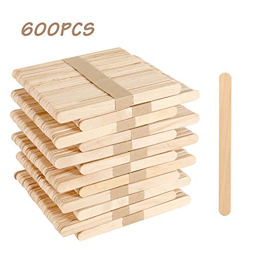 GoMaihe 600 Piezas Palos de Helado, Palos de Madera Palitos de Helado de Madera Natural de Alta Calidad, Adecuado para Paletas Caseras, Depilación con Cera, DIYartesanías, Diseños Creativos, Madera