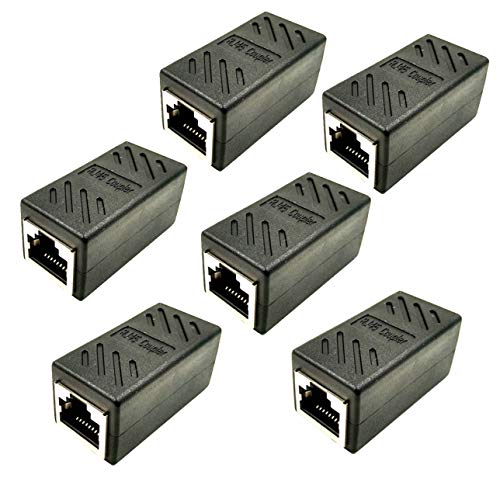 GOODGDN 6Pack Adaptador RJ45 Hembra a Hembra, Cable de Red Ethernet Cat 7 Cat 6 Cat 5 LAN RJ45 Acoplador Gigabit Hembra an Hembra (Negro)