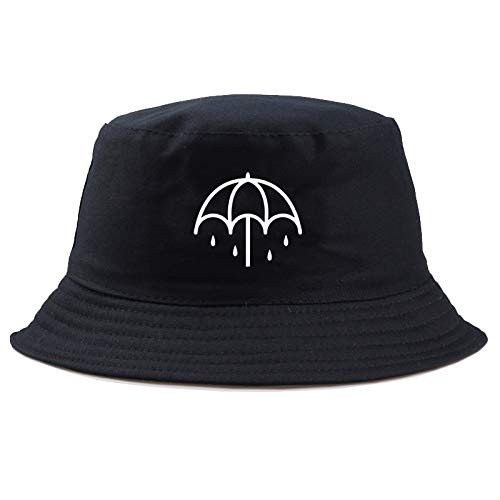 Gorro De Pescador para Mujer,Negro Unisex Summer Plegable Bucket Hat Me Trae Paraguas Hip Hop Beach Protección UV Top Redondo Protector Solar Gorra De Pescador Sombrero Casual