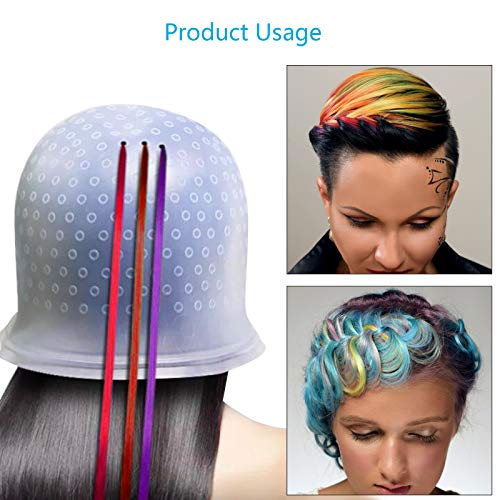 Gorro Mecha Silicona CHIFOOM - Tapones para Teñir el Cabello con Highlight Caps para Colorear, con 2 Cepillos de Pelo para Barbería, Modelado de Permanente para ordenar