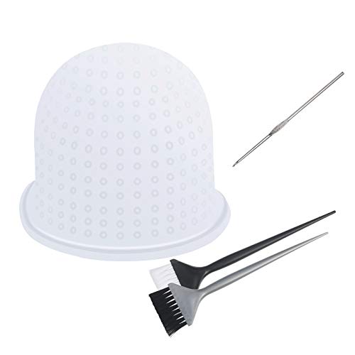 Gorro Mecha Silicona CHIFOOM - Tapones para Teñir el Cabello con Highlight Caps para Colorear, con 2 Cepillos de Pelo para Barbería, Modelado de Permanente para ordenar