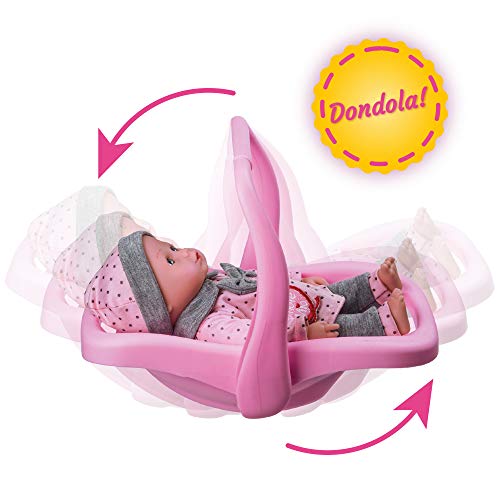 Grandi Giochi - GG71193, Amore Mio - Silla de Coche con muñeca y Accesorios, Color Rosa