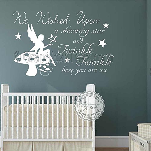 Graphics 'n' Tees – Twinkle Twinkle Twinkle We Wished Upon A Shooting Star - Adhesivo decorativo para pared de dormitorio o habitación con cita de 20 colores (mediano: 570 mm x 360 mm)