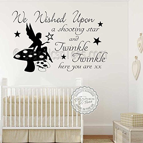 Graphics 'n' Tees – Twinkle Twinkle Twinkle We Wished Upon A Shooting Star - Adhesivo decorativo para pared de dormitorio o habitación con cita de 20 colores (mediano: 570 mm x 360 mm)