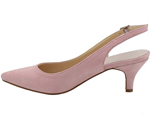 Greatonu Zapatos de Tacón Rosados Colores Puros Espigones Suedes de Citas para Mujer Tamaño 39 EU