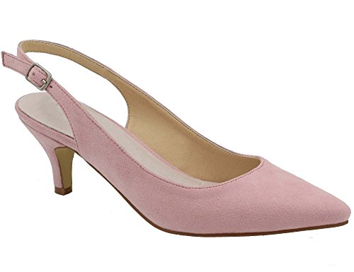 Greatonu Zapatos de Tacón Rosados Colores Puros Espigones Suedes de Citas para Mujer Tamaño 39 EU