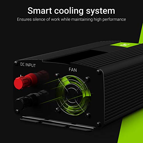 Green Cell® 300W/600W 24V a 220V/230V Onda sinusoidal modificada Inversor de Corriente DC AC Power Inverter Transformador de Voltaje para Camion con Puerto USB y Pinzas de conexión a batería