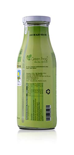 Green Frog Jugo de Aloe Vera Bio con Pulpa - Pack de 2 Botellas - 2x500 ml