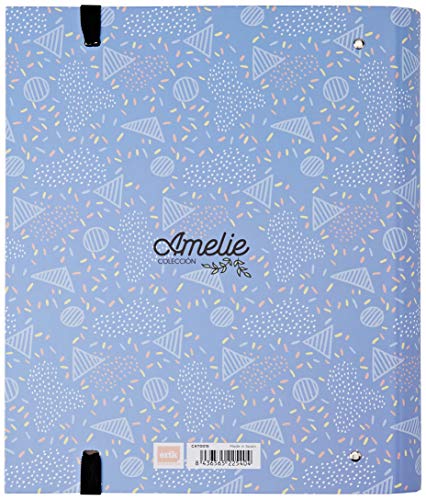 Grupo Erik Editores CAT0015 - Carpeta 4 anillas Troquelada Premium Amelie Classic con goma, Azul