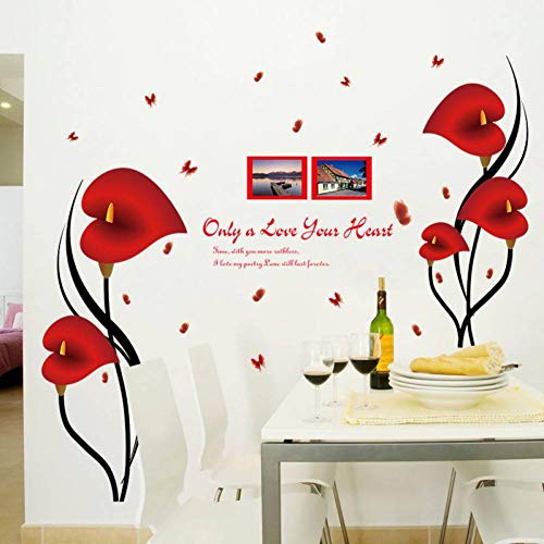 GUDOJK Pegatina de Pared Gloria de la mañana roja Pegatinas de Pared decoración para el hogar Sala de Estar Dormitorio Arte Interior calcomanías de Flores DIY s autoadhesiva película