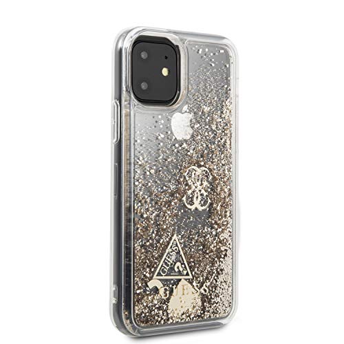 Guess GUHCN61GLHFLGO Glitter Hearts Collection - Carcasa para iPhone 11, Color Dorado