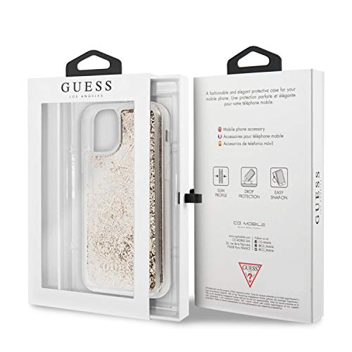 Guess GUHCN61GLHFLGO Glitter Hearts Collection - Carcasa para iPhone 11, Color Dorado