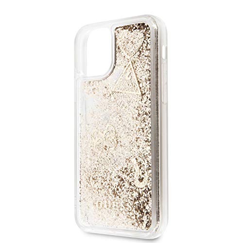 Guess GUHCN61GLHFLGO Glitter Hearts Collection - Carcasa para iPhone 11, Color Dorado