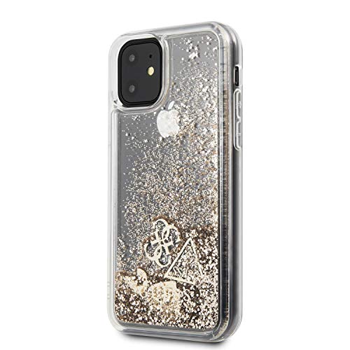 Guess GUHCN61GLHFLGO Glitter Hearts Collection - Carcasa para iPhone 11, Color Dorado