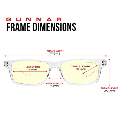 Gunnar Gaming and Computer Eyewear | Cruz Kids Large (age 8-12) | Crystal frame, Amber Tint | Patented lens, 65% Blue Light Protection, 100% UV Light | Reduce Eye Strain & Dryness