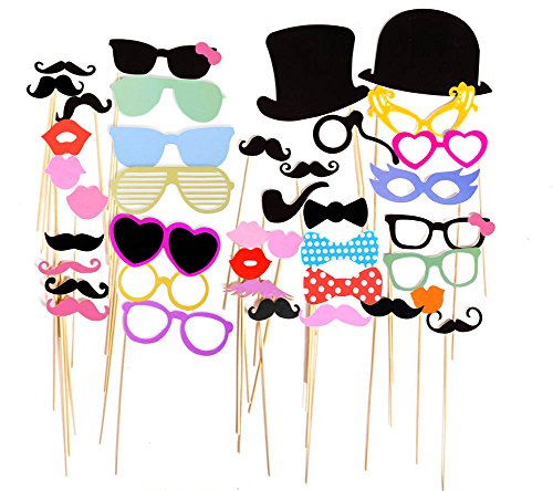 Gyvazla 75Pcs DIY Photo Booth Props Incluyendo Bigotes Gafas Pelo Arcos Sombreros labios spajaritas coronas para el partido, boda, cumpleaños, de la graduación, Accesorios para fiestas