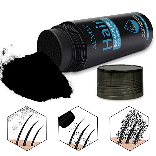 Hair Building Fibers Corrector de Pérdida de Capilares Fibra de Calidad Profesional Spray de Polvo para Adelgazar Cabello para Mujeres y Hombres Los Mejores Productos para Espesar el Cabello (Negro)