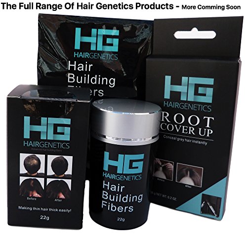 Hair Genetics® Fibras Capilares de Queratina para Cabello - Fórmula Avanzada Cero Picores de Calidad Profesional y Aspecto Natural para Hombres y Mujeres con Pelo - Pack Recarga 22 g… (Negro)