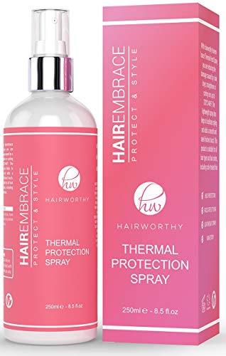 Hairworthy Hairembrace Spray Protector Contra el Calor para Estilismo Térmico. Recupera el Brillo de tu Cabello, Sin Ningún Rizo, Protegiendo & Estilizando.