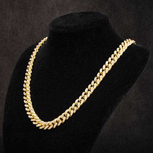 Halukakah Cadenas de Oro Hombre,18k Oro Verdadero 14mm Gargantillas Collares,Oro,Miami Cadena Cubana,45cm,con Caja