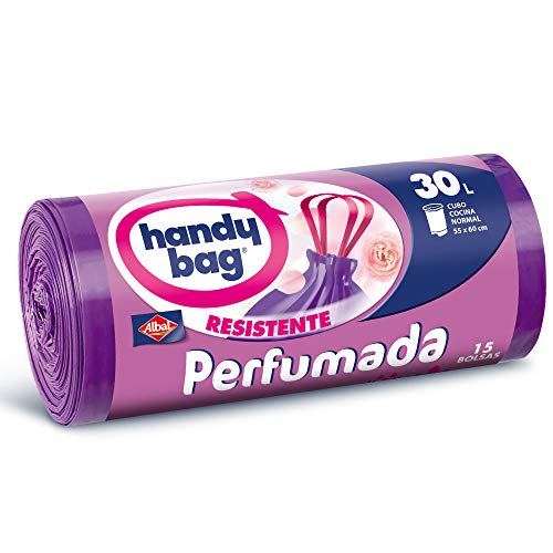 Handy Bag Bolsas de basura perfumadas, 30 l, perfume floral, autocierre, antigoteo, 15 unidades