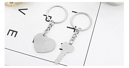 Haoduo llavero de corazón y una llave de corazón Anillo llavero Set de amantes de pareja, dulce regalo para San Valentín Boda de Navidad, llavero de aleación de zinc