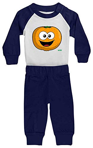 Hariz - Pijama de bebé con mandarina, dulce, frutas, veraniego azul Blanco/azul marino. Talla:0-6 meses