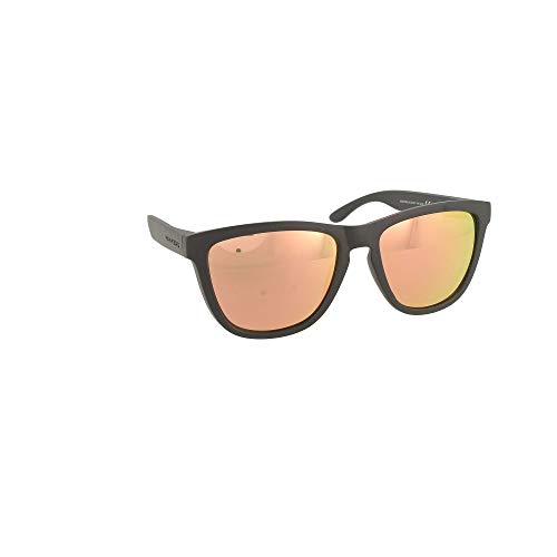 HAWKERS Gafas de Sol ONE Carbon Black, para Hombre y Mujer, con Montura Negra Mate y Lente Rosa Dorada Efecto Espejo, Protección UV400