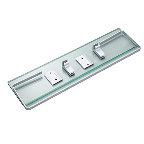 HBlife Aluminio Baño Cosméticos Almacenamiento Rack Rectangular Estante De Cristal Estante Rectangular Cristal Estantería De Pared De Almacenamiento De Baño