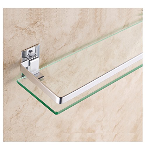 HBlife Aluminio Baño Cosméticos Almacenamiento Rack Rectangular Estante De Cristal Estante Rectangular Cristal Estantería De Pared De Almacenamiento De Baño