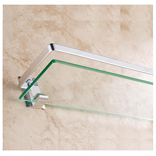 HBlife Aluminio Baño Cosméticos Almacenamiento Rack Rectangular Estante De Cristal Estante Rectangular Cristal Estantería De Pared De Almacenamiento De Baño