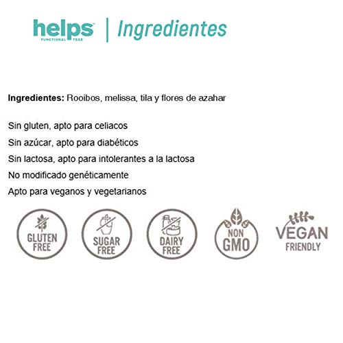 HELPS INFUSIONES - Infusión Relajante ConRooibos, Melissa, Tila Y Flores De Azahar. Té Relax En Pirámides Contra La Ansiedad. Helps Calm. Caja De 10 Pirámides.