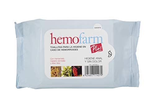 HEMOFARM PLUS - Toallitas húmedas dermatológicas individuales, Calman y refrescan, Para hemorroides, 40 Unidades