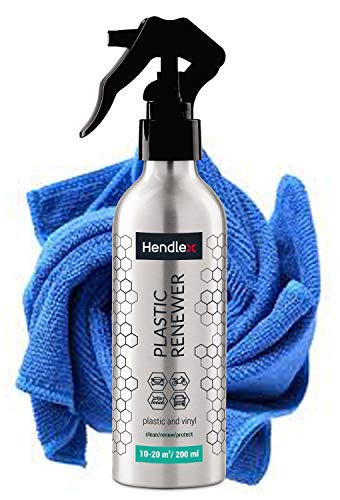 Hendlex Nano 3en1 Limpiador, Regenerador y Protector. Hidratador de Plasticos de Coche y Moto, Gomas y Piel/Salpicaderos. 200ml (Incluye bayeta Microfibra atrapa Polvo)