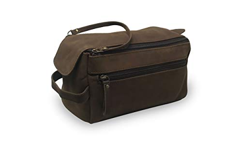 HG-LTHR Bolsa Maletín Estuche Neceser De Cuero Piel para Aseo Baño Kit Afeitar Maquillaje Cosmético Medicinas Impermiable Regalo Bolso Hombre Leather Toiletry Bag Dopp Regalo De Padrinos De Boda