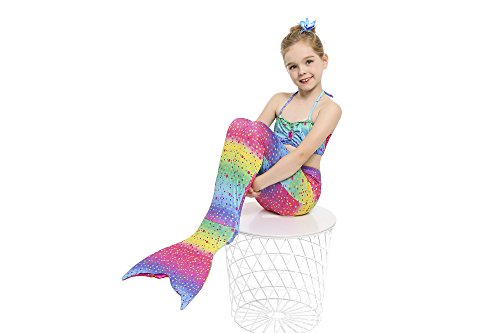 HHD® 3Pcs Establece bañadores niña Traje de baño Bañador De Sirena Disfraz De Princesa Bikini niña Cola de Sirena para Nadar Las niñas Bikini de Traje de baño