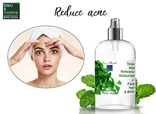 Hidrolato de Menta Piperita Ecológico Agua Floral Bio 100% Natural (500 ml spray) Loción Orgánica Piel Grasa Piel con Imperfecciones